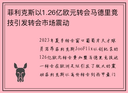 菲利克斯以1.26亿欧元转会马德里竞技引发转会市场震动